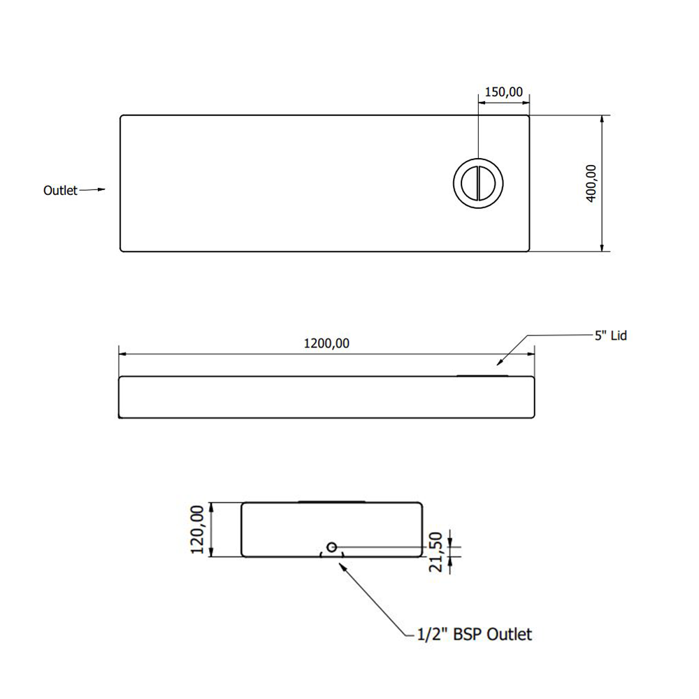51 Litre Low Profile Water Tank