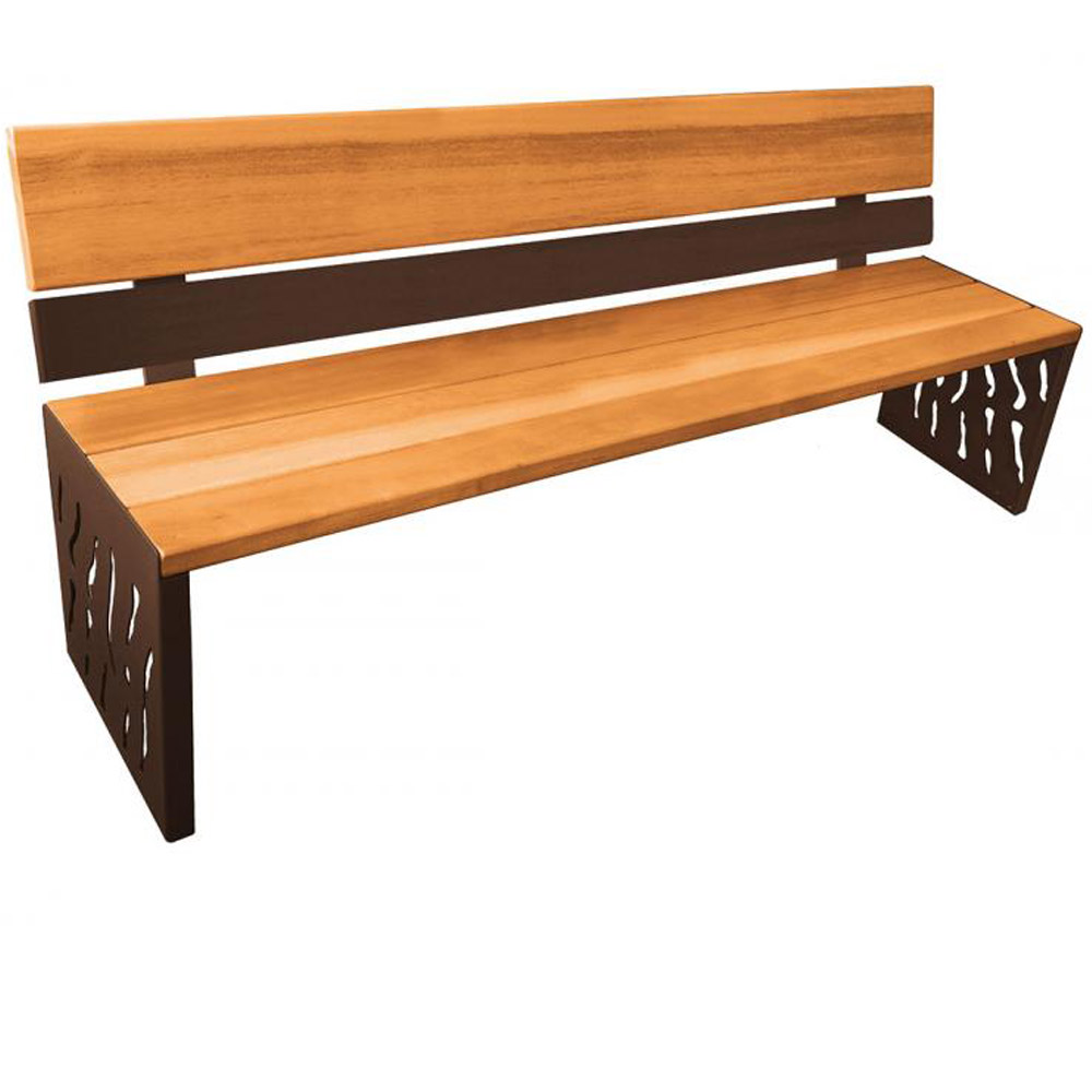 Venice Wood and Steel Bench with Backrest