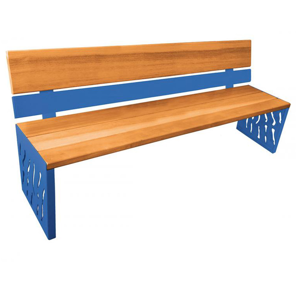 Venice Wood and Steel Bench - blue
