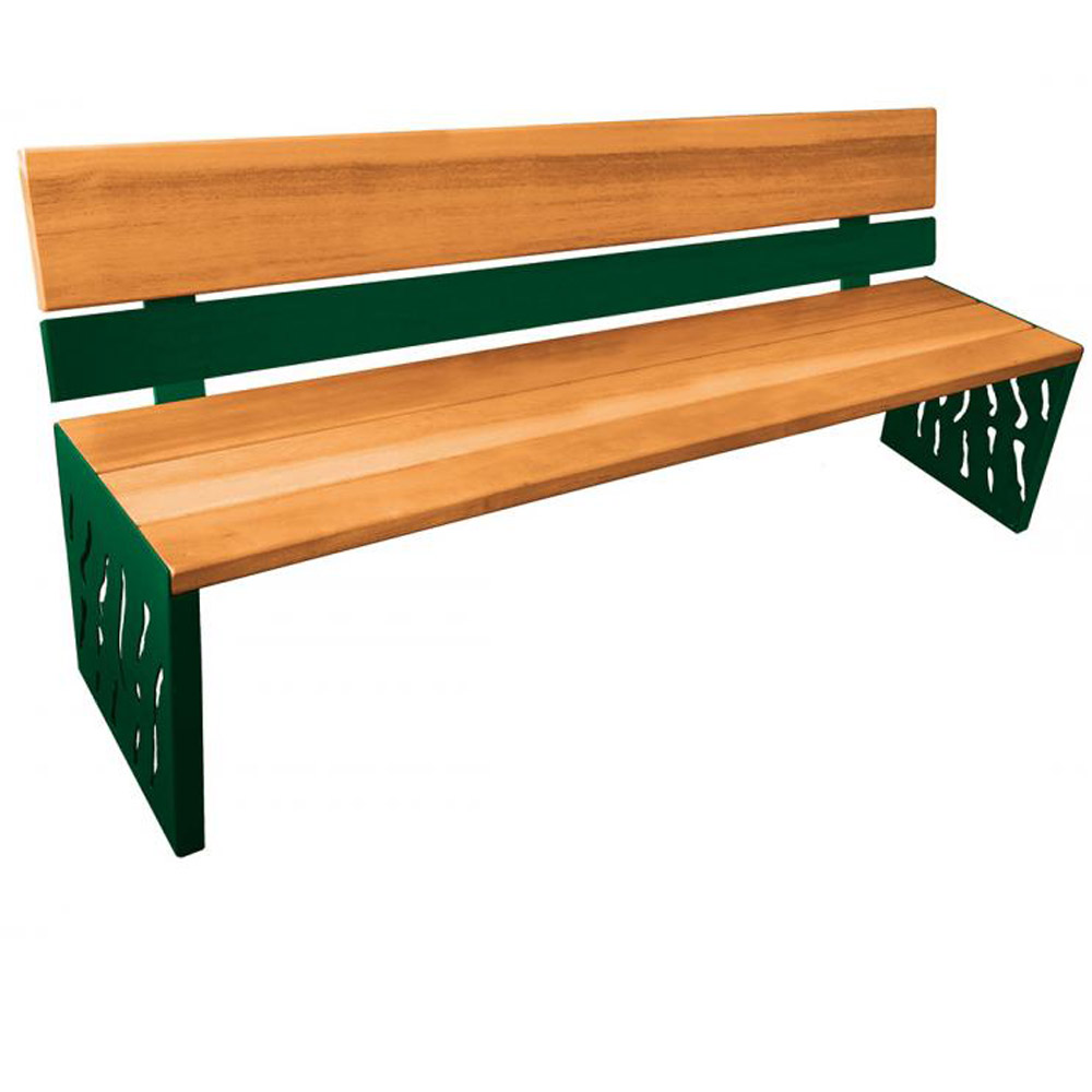 Venice Wood and Steel Bench with Backrest