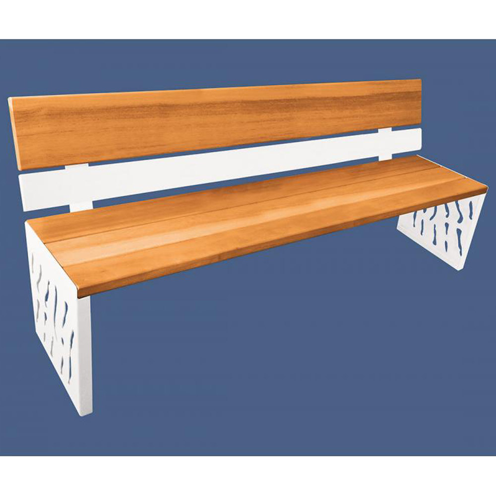 Venice Wood and Steel Bench with Backrest