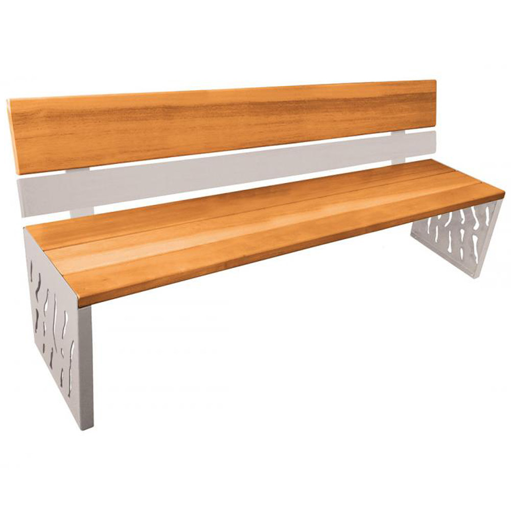 Venice Wood and Steel Bench with Backrest