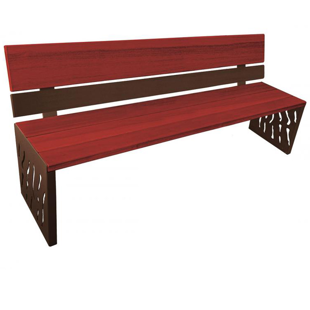 Venice Wood and Steel Bench with Backrest