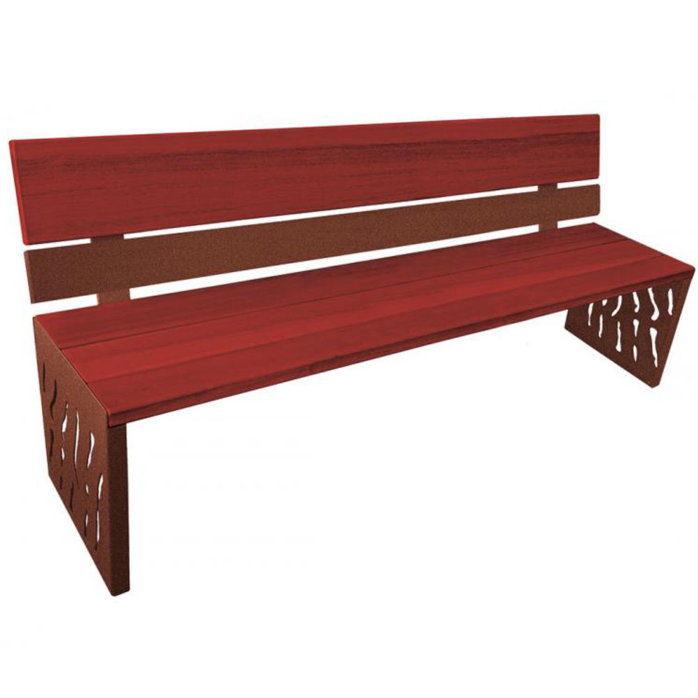 Venice Wood and Steel Bench with Backrest