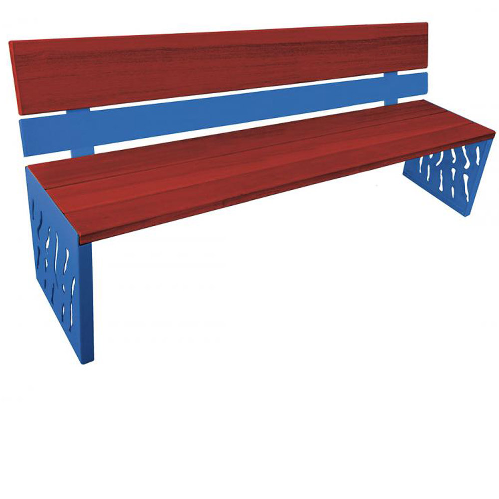 Venice Wood and Steel Bench with Backrest