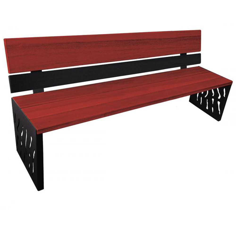 Venice Wood and Steel Bench with Backrest