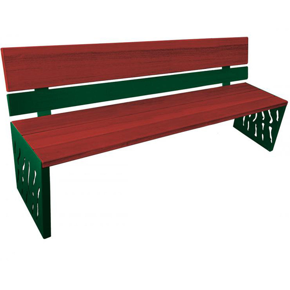 Venice Wood and Steel Bench with Backrest