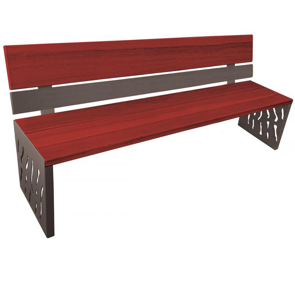 Venice Wood and Steel Bench with Backrest