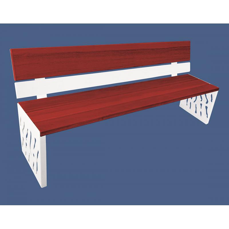 Venice Wood and Steel Bench with Backrest