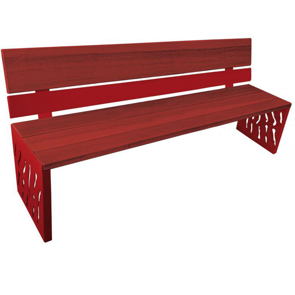 Venice Wood and Steel Bench with Backrest