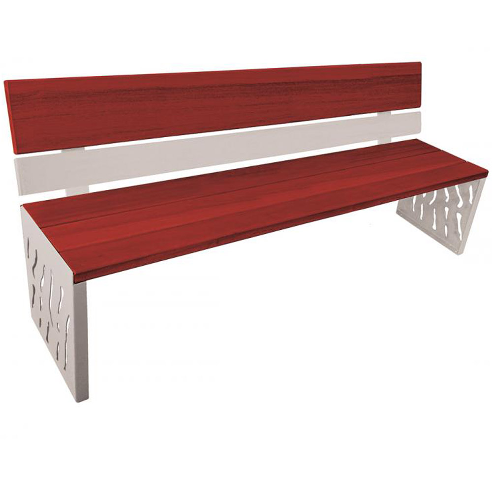 Venice Wood and Steel Bench with Backrest