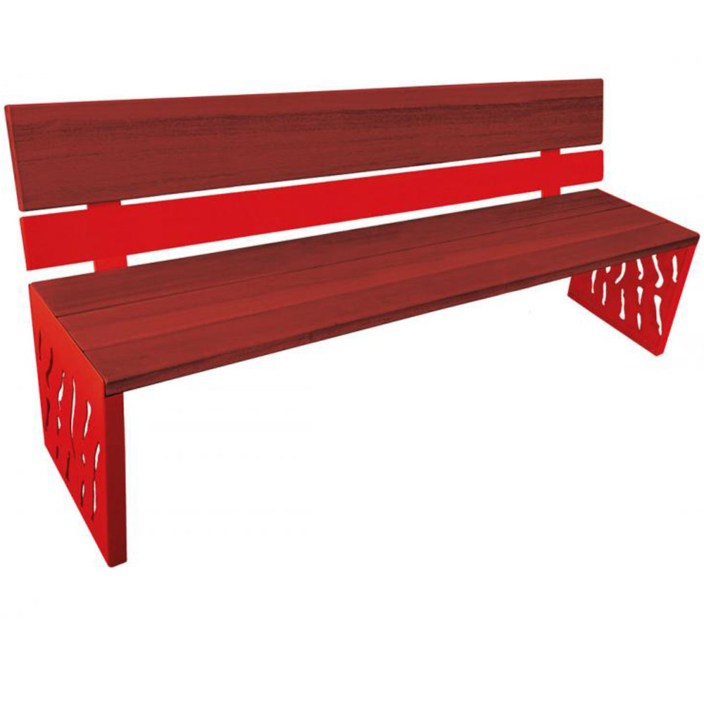 Venice Wood and Steel Bench with Backrest