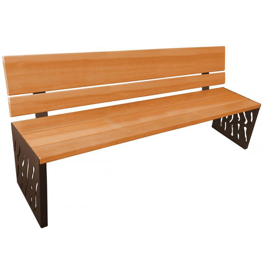 Venice Wood and Steel Bench with Backrest