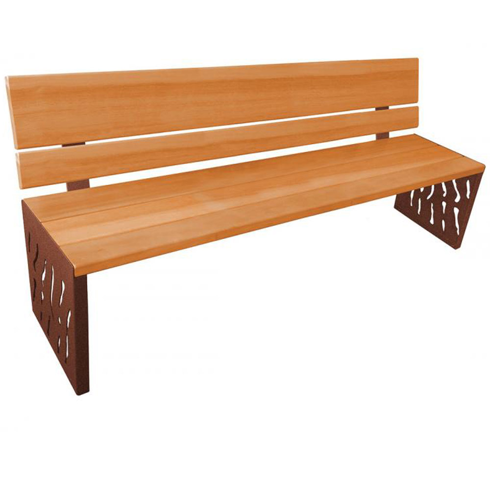Venice Wood and Steel Bench with Backrest