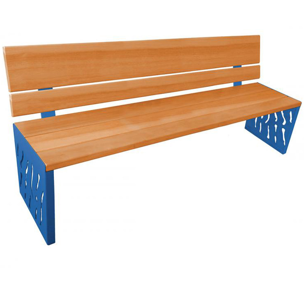 Venice Wood and Steel Bench with Backrest