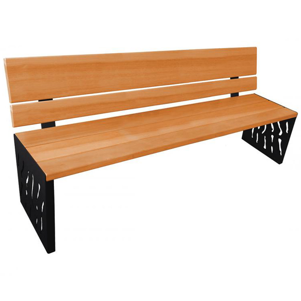 Venice Wood and Steel Bench with Backrest