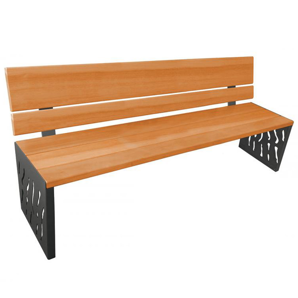 Venice Wood and Steel Bench with Backrest