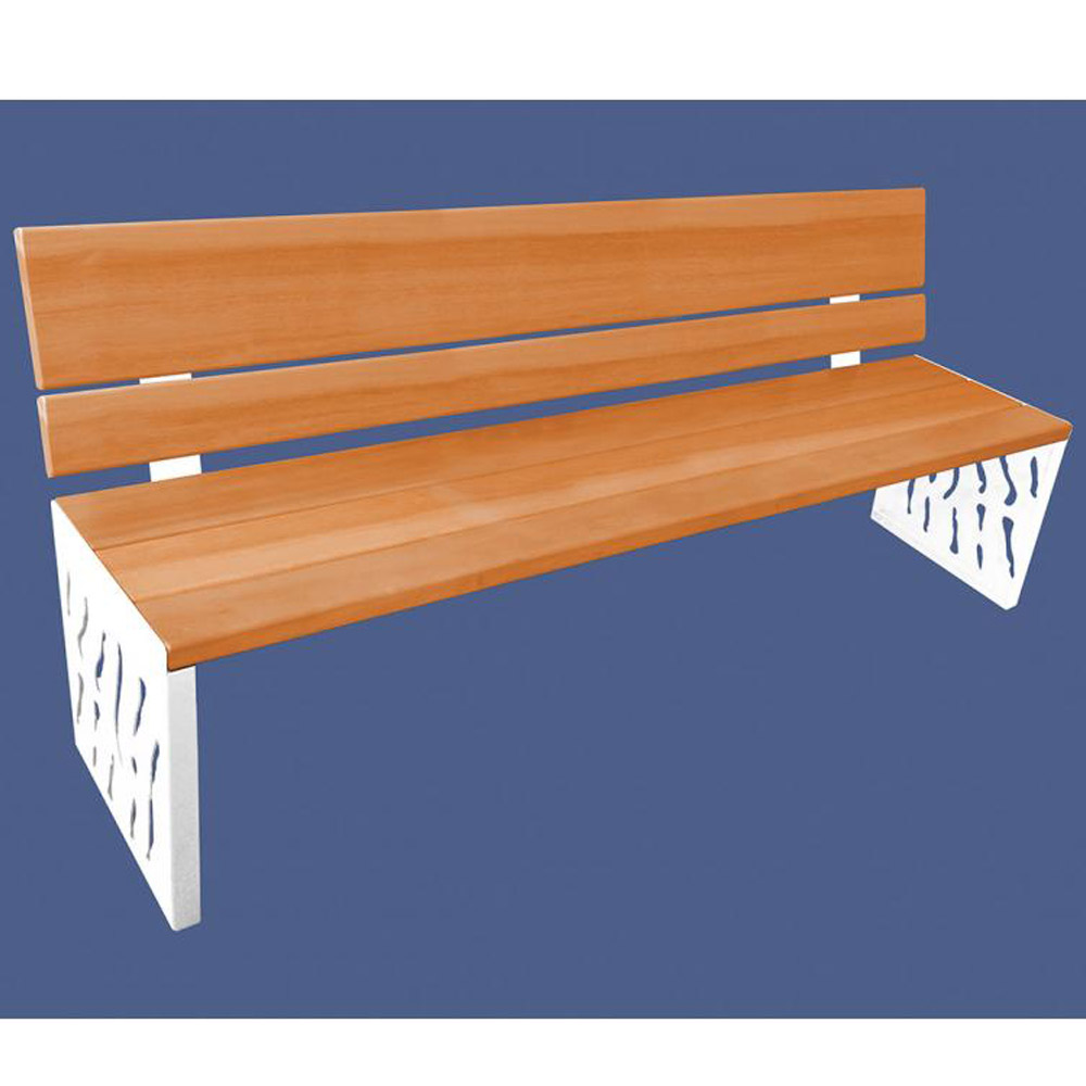 Venice Wood and Steel Bench with Backrest