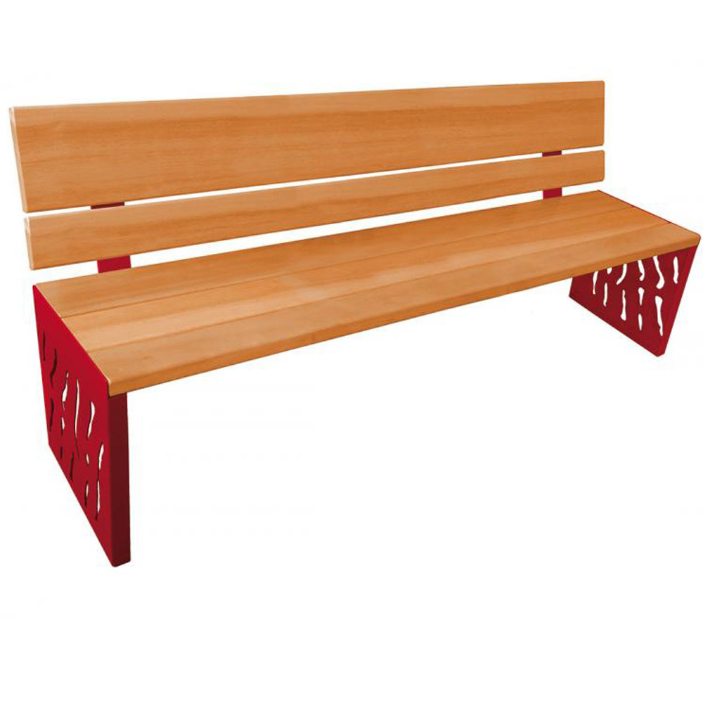 Venice Wood and Steel Bench with Backrest