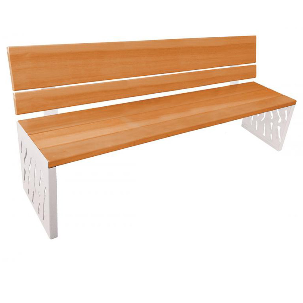 Venice Wood and Steel Bench with Backrest