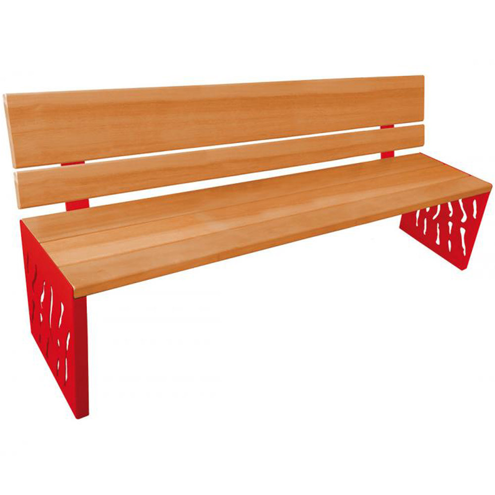 Venice Wood and Steel Bench with Backrest