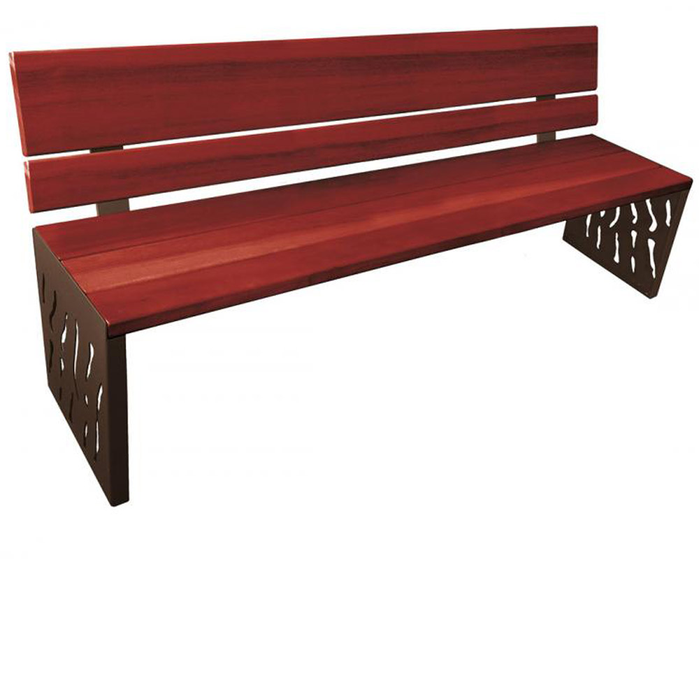 Venice Wood and Steel Bench with Backrest