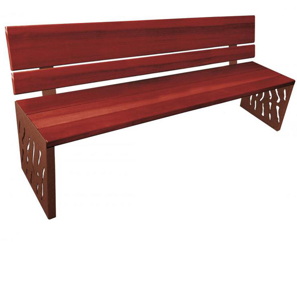 Venice Wood and Steel Bench with Backrest