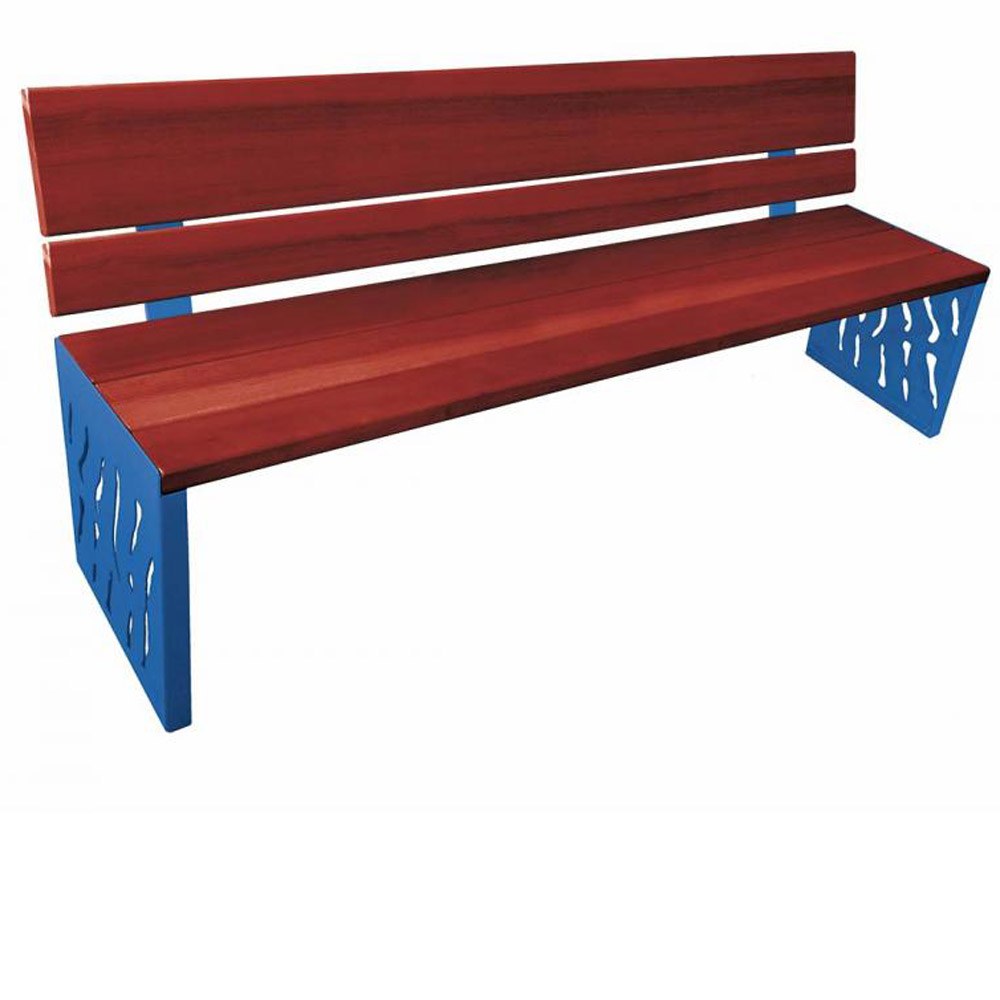 Venice Wood and Steel Bench with Backrest
