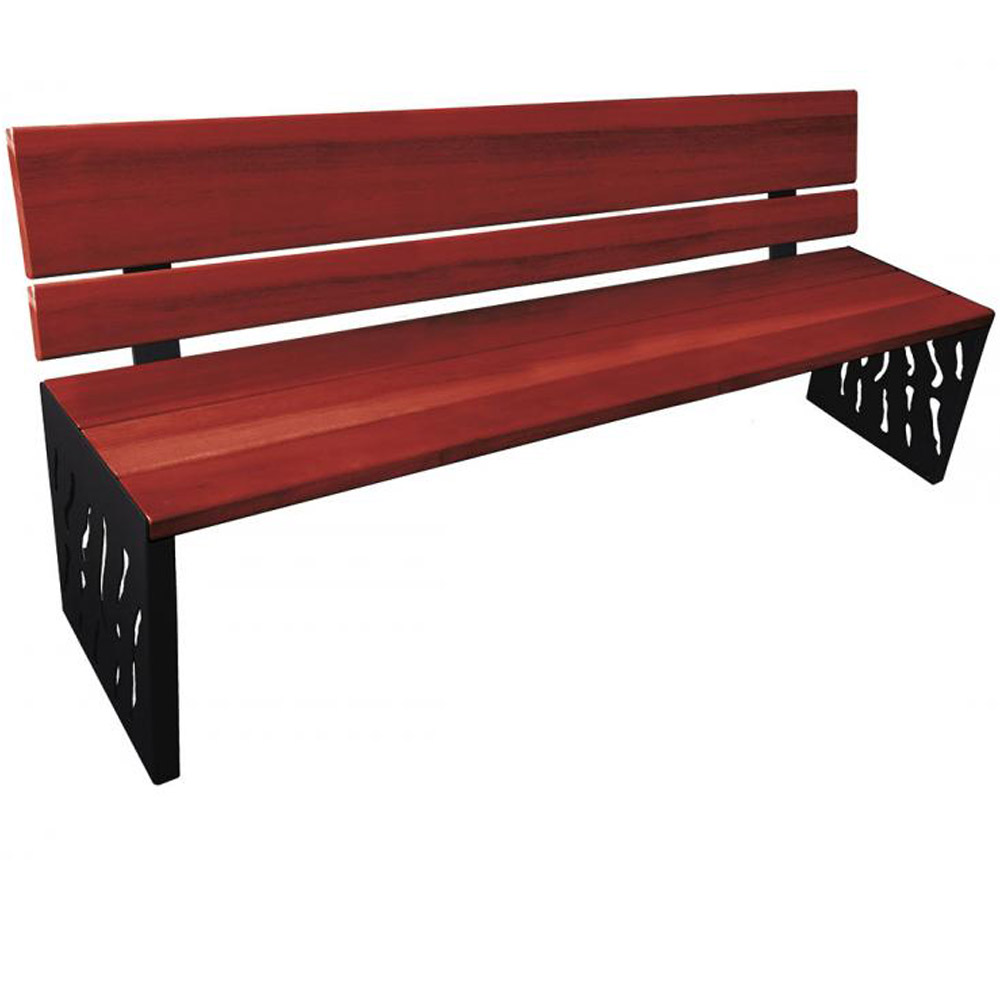 Venice Wood and Steel Bench with Backrest