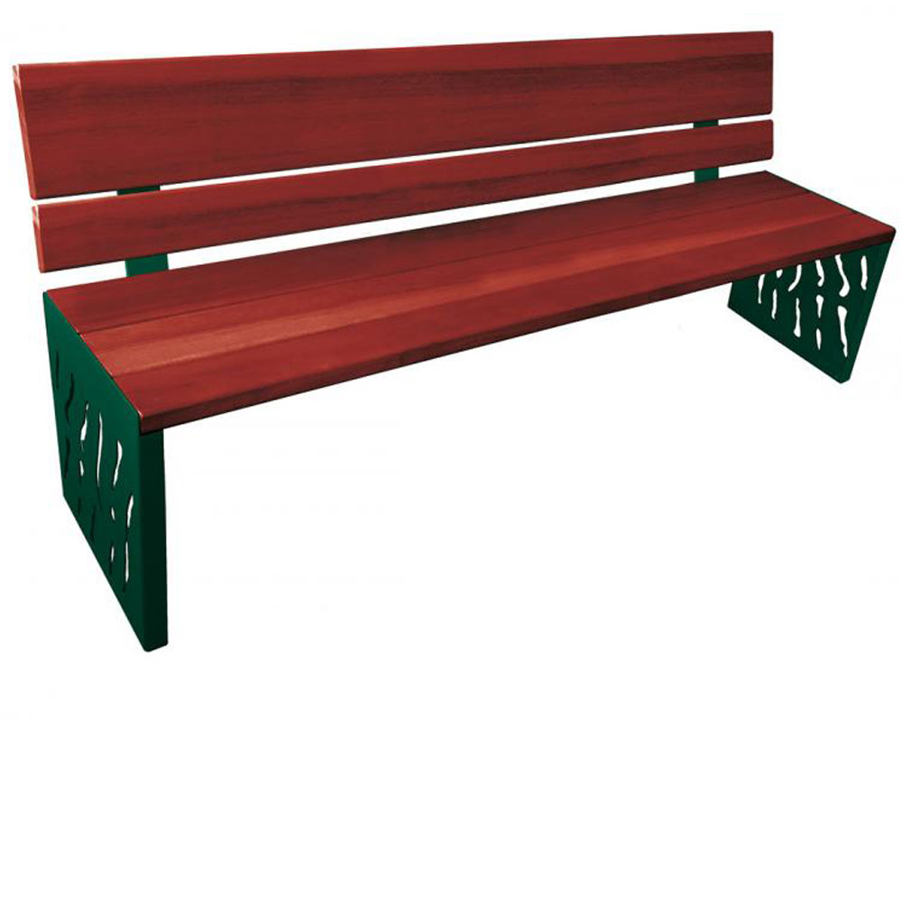 Venice Wood and Steel Bench with Backrest