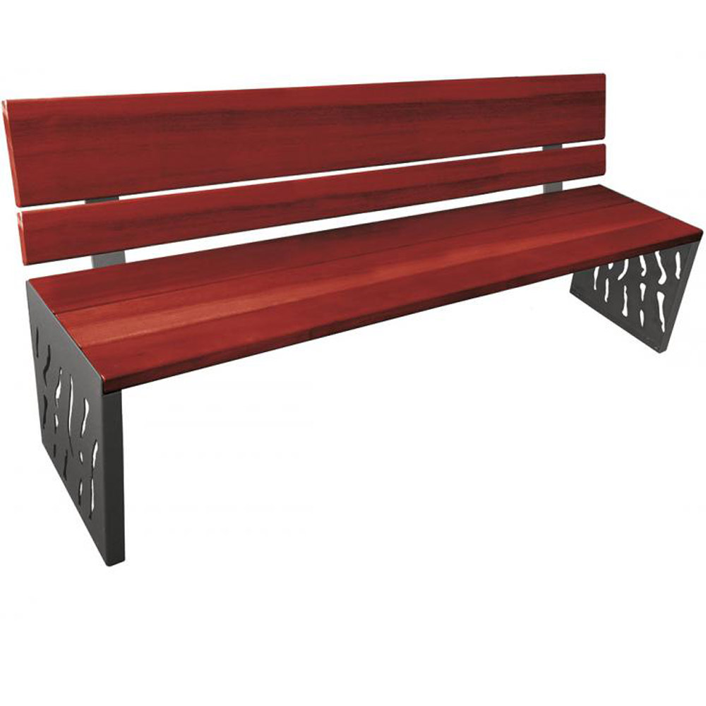 Venice Wood and Steel Bench with Backrest
