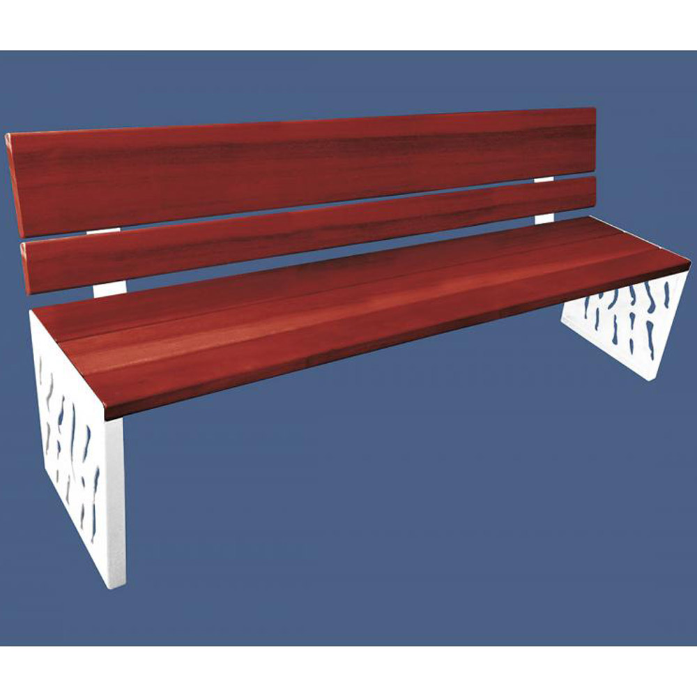 Venice Wood and Steel Bench with Backrest