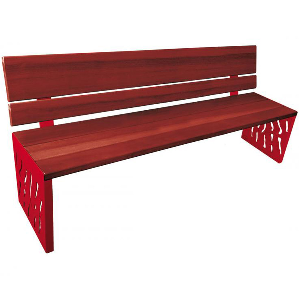 Venice Wood and Steel Bench with Backrest