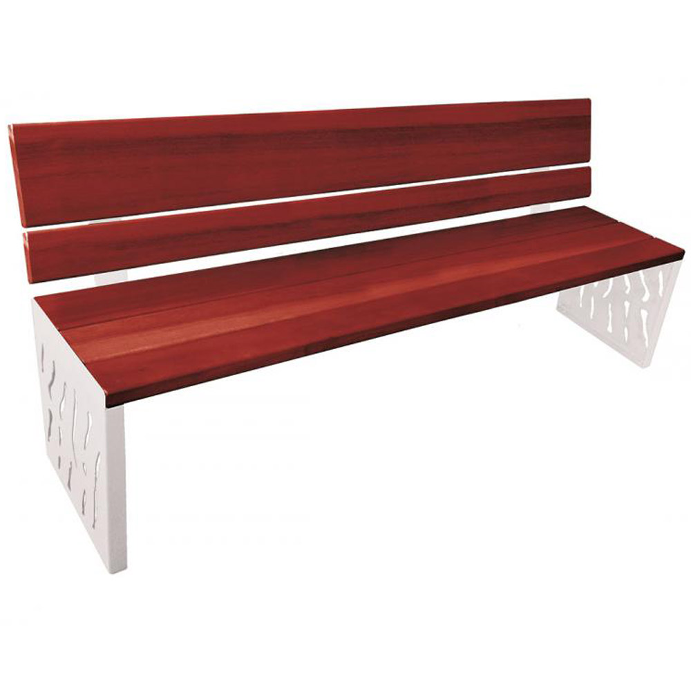 Venice Wood and Steel Bench with Backrest