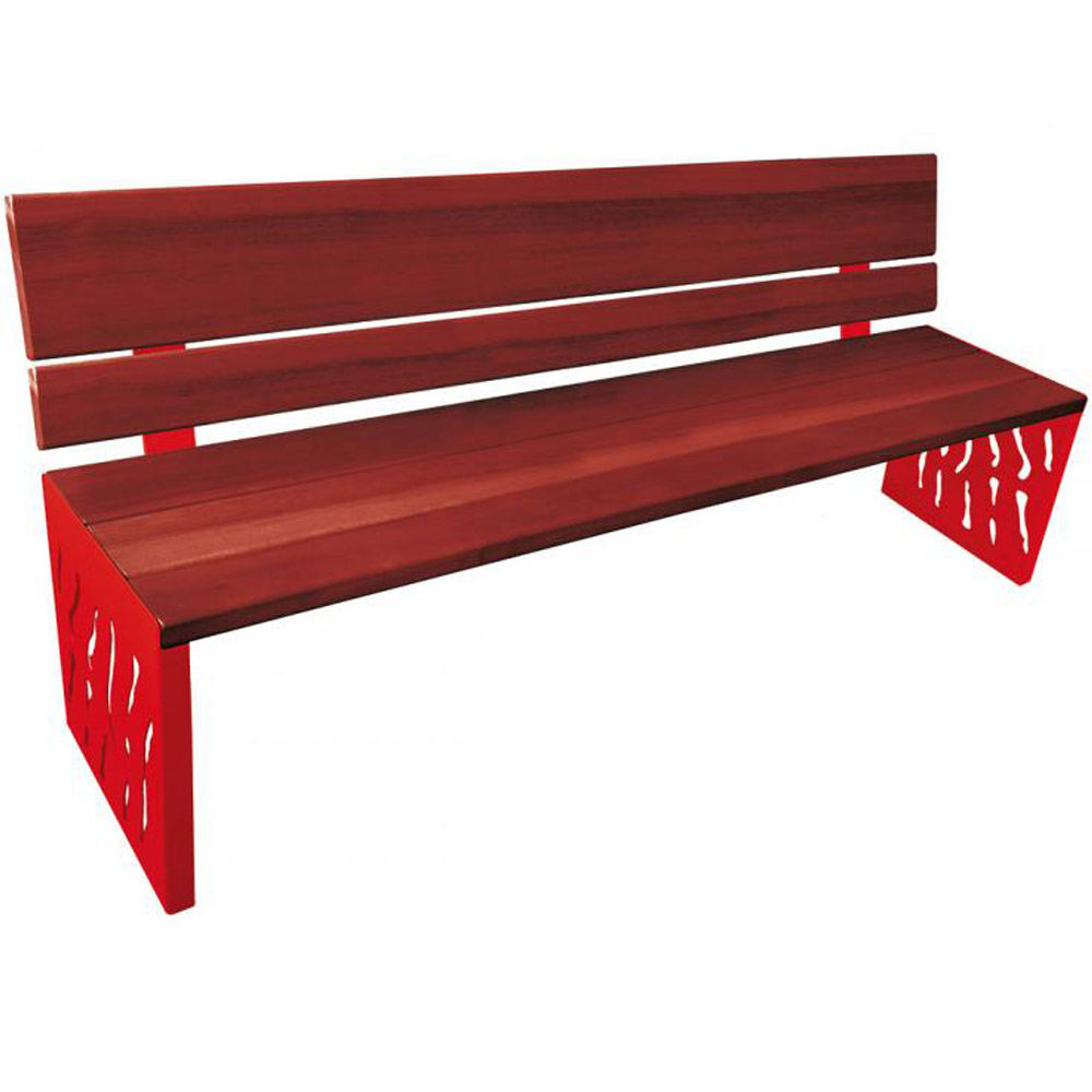 Venice Wood and Steel Bench with Backrest