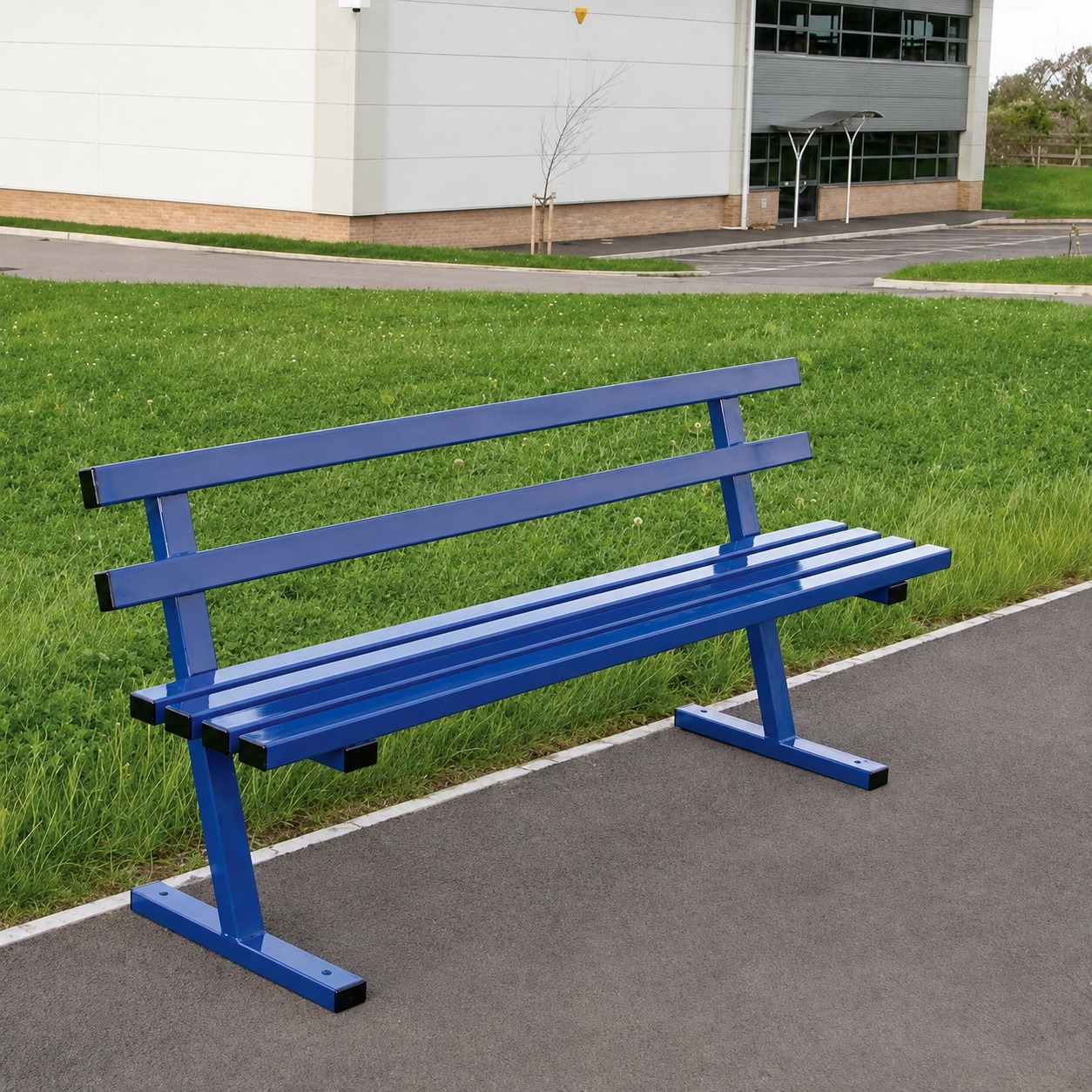 Steel Park Bench with Optional Backrest