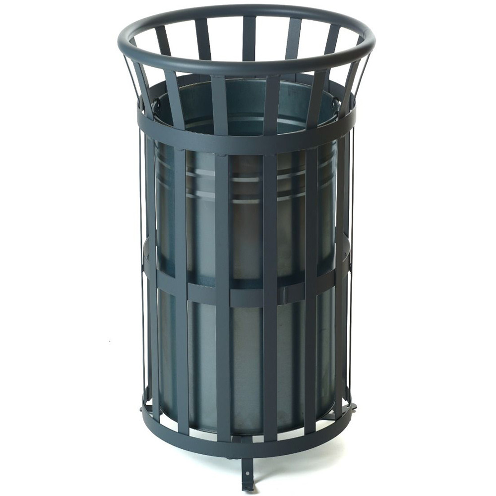 40 Litre Circular Steel Open Top Rubbish Bin - dark grey
