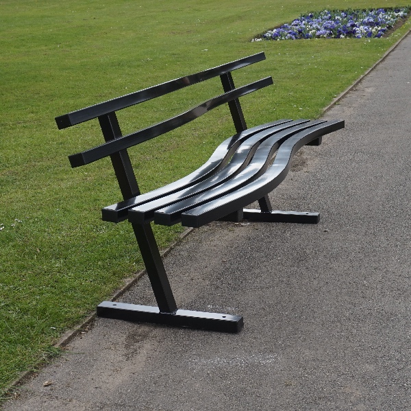 Wave Style Bench With Backrest