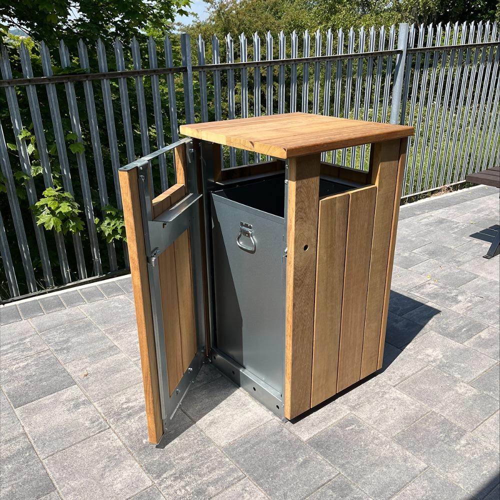Iroko Hardwood Litter Bin - 98 Litre