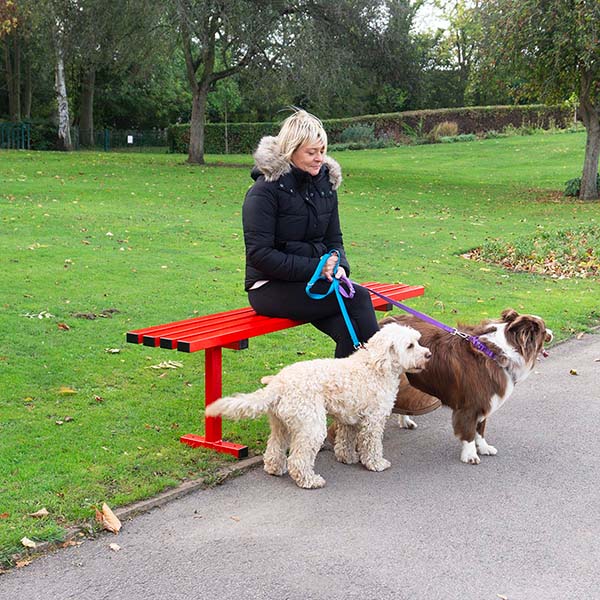 Steel Park Bench with Optional Backrest